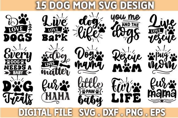 Dog Mom SVG Bundle: Graphics for Crafts