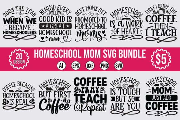 Homeschool Mom SVG Bundle: Graphics for Crafts