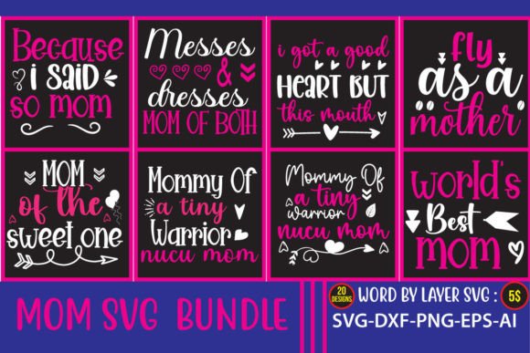 Mom SVG Bundle: 20 Graphics for Crafts