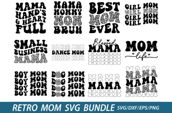 Retro Mom Svg Bundle: Graphics for Crafts